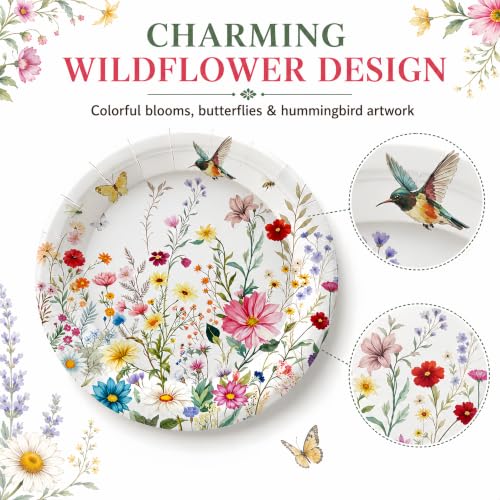 50 Pack Wildflower Paper Plates