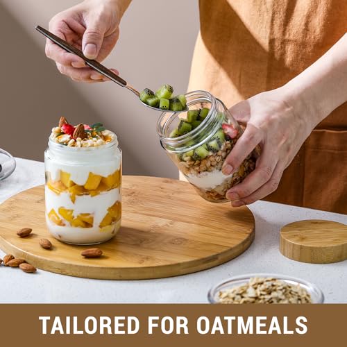 4 pack 16oz Glass jars with Airtight Lids (Natural-4-16oz)