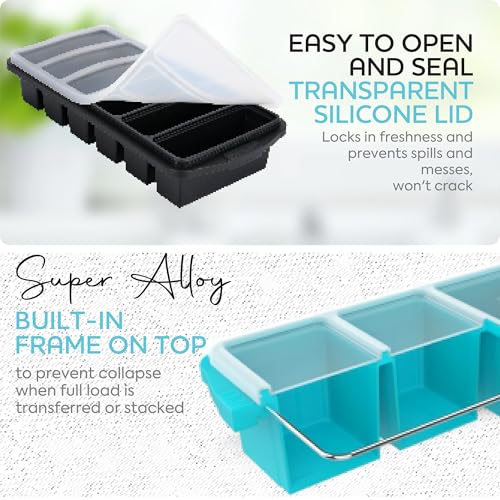 Silicone Freezer Tray With Lid (1 Cup and 1/2 Cup Grey)