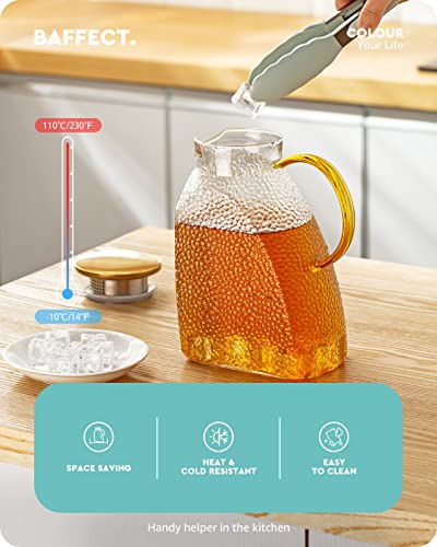 Water Pitcher Glass Jug With Lid and Spout (Hammer Pattern)