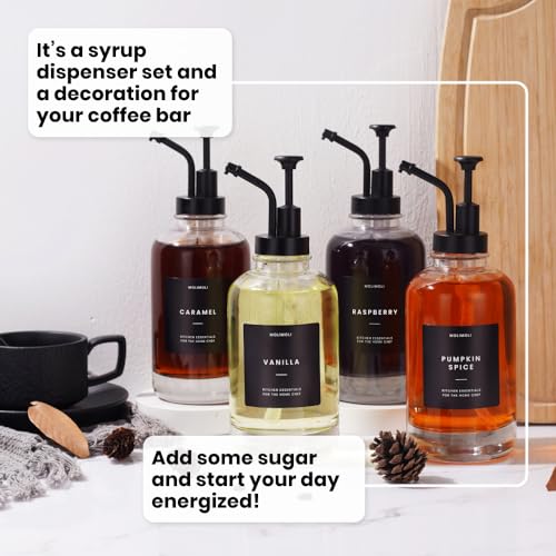 Coffee Syrup Dispenser Set of 4 (Black / 500ml, Set of 4)