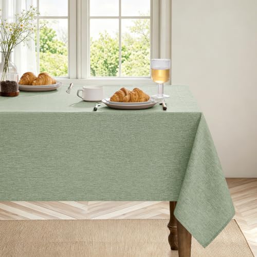 Sage Green Linen Textured Tablecloth Rectangular 52 x70 Inch (Sage Green / 70" x 52" (Rectangular))