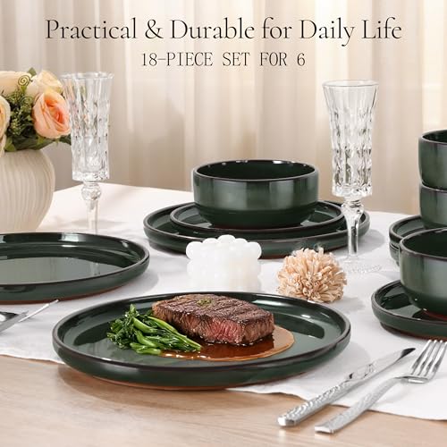 Stoneware Dinnerware Sets for 6 (Blackish Green / Service for 6)