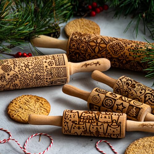 PORTUGUESE TILES Embossed Rolling Pin for Clay & Baking by Algis Crafts