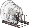 Pot Lids Organizer Rack for Cabinet and Countertop (Brown / Lid Organizer)