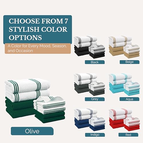 Kitchen Towel Set 8 Pc (Terry - Olive / Kitchen Towel Set - 8 Pack)