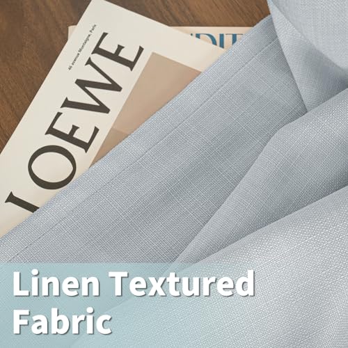 Haze Blue Linen Curtains 54 Inch Length for Bedroom 2 Panels (52"W x 54"L (Pack of 2) / Silver Grommet-haze Blue)