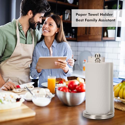 Paper Towel Holder Countertop with Weighted Base (Brushed Nickel)