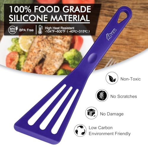 2 Pack Silicone Slotted Fish Turner Spatula Set (Classic Blue)