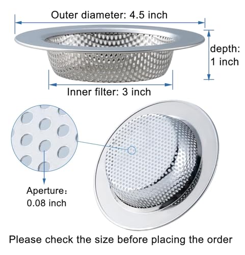 3 Pcs Sink Strainer for Most Kitchen Sink Drain Basket (Silver(3 Pcs))