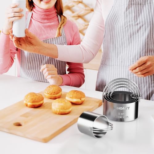 Round Cookie Cutters with Handle (5 Pieces silver)