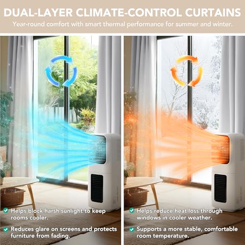 Pinch Pleated 100% Blackout Linen Curtains 84 Inch for Living Room (Cream White/Linen Total Blackout / 60"W x 84"L (Pack of 1))