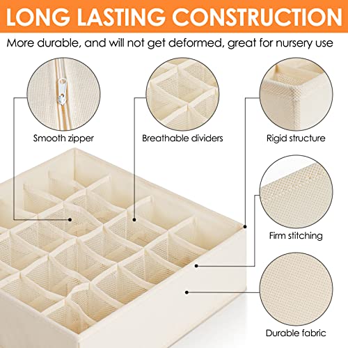 6 Pack Sock Underwear Drawer Organizer Dividers (6 Pack / Beige)