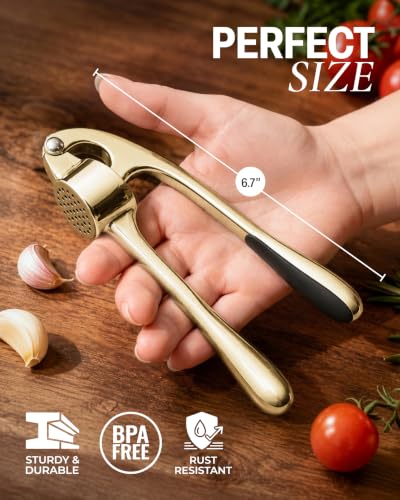 Premium Garlic Press with Soft (Large | Gold)