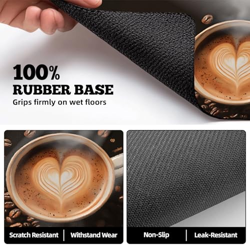 Dish Drying Mat Large Coffee Mat Absorbent Drying Mat for Kitchen Counter Coffee Bar Accessories 32"x 17" (Coffee and Beans 1)
