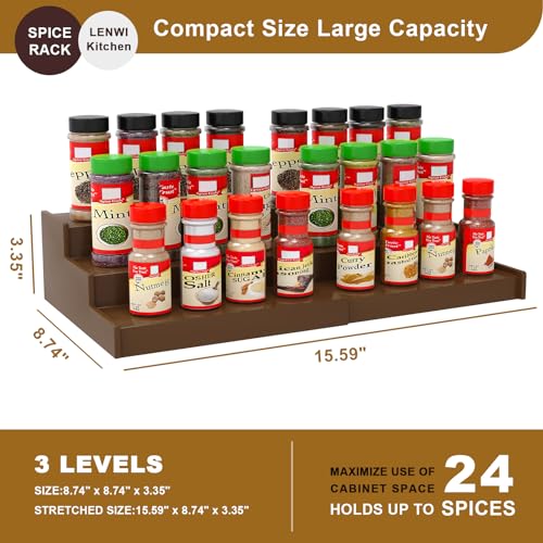 Spice Rack Organizer for Cabinet (Brown)
