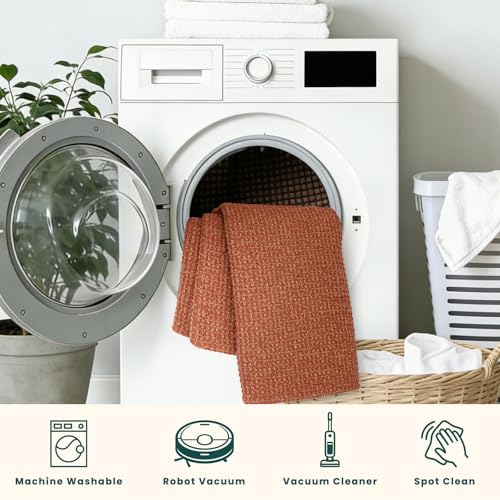 Orange 3x7 Washable Kitchen Runner Rug (Burnt Orange/Tan / 3' x 7' (Runner))