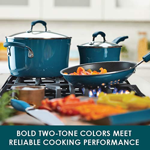 Brights Nonstick Cookware Pots and Pans Set (10 Piece / Marine Blue)