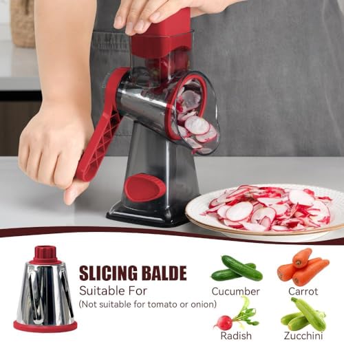 Rotary Cheese Grater Hand Crank Transparent (3 IN 1 / Black Red SP)