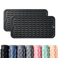 2 Pack Caketime Silicone Dish Drying Mat for Kitchen Counter Easy to Clean Quick Dry Near Faucet Under Sink Bathroom Vanity Tray Small Gadgets Rack Home Decor Essentials 12"x6" Black (Black / 12"*6")