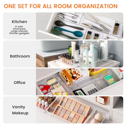 30 Pack Large Clear Plastic Drawer Organizer Bins (30 Pack / Clear)
