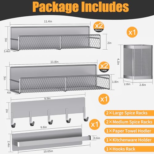 Magnetic Spice Rack for Refrigerator (Grey / 7 Pack)