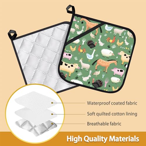 Funny Farm Animals Horse Cow Pot Holder Set of 2 (Funny Farm Animals Horse Cow)