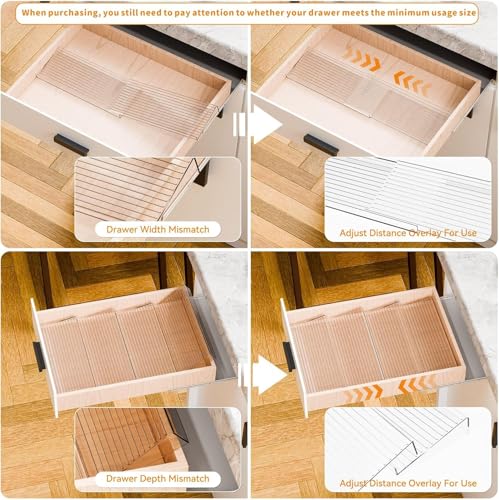 4 Pack Adjustable In Drawer Spice Organizer (4PCS-11'' to 22'')