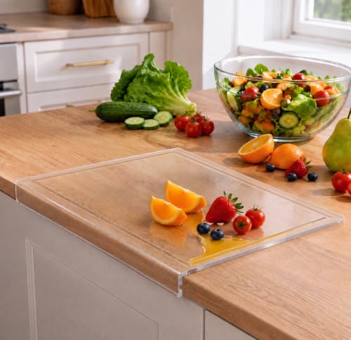 Clear Acrylic Cutting Board with Juice Groove 17.5"x13.5" (1pcs Clear with Juice Groove - 17.5''x13.5'')