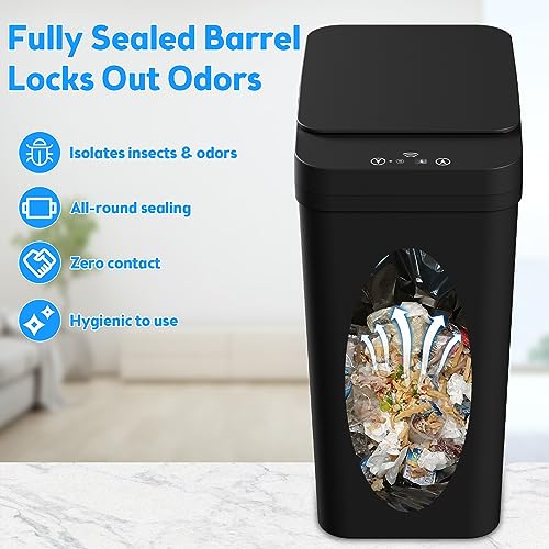 Bathroom Trash Can with Lid (2 Pack 2.2 Gallon Black)