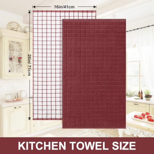 Large Premium Cotton Kitchen Towels 16"x 28" (Rust / 16" X 28" - 8 Pack)