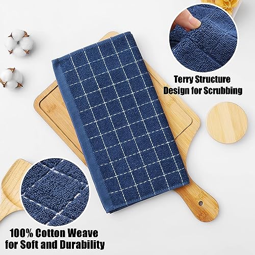 100% Cotton Terry Kitchen Dish Cloths (Navy Blue / 12 X 12 - 12 Pack)