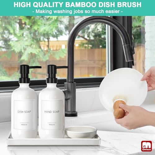 Kitchen Soap Dispenser Set (White Bottles + Black Pumps)