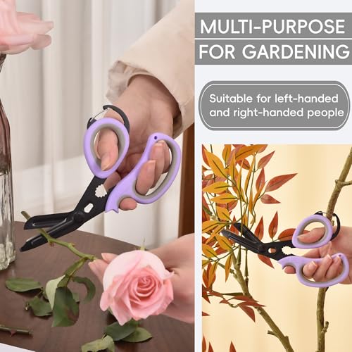 All Purpose Scissors 2 PCS with Carabiner for Kitchen Outdoor (Pastel Purple+pastel Purple)