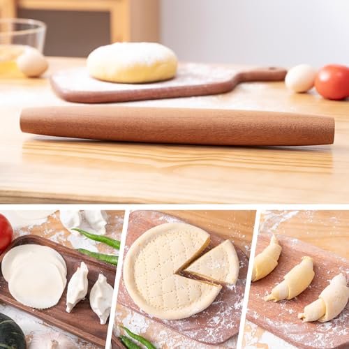French Rolling Pin for Baking (15.75 Inches-Pointed / Brown)