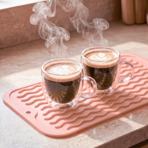 Silicone Dish Drying Mat for Multiple Usage (Pink / 12"L x 6"W)