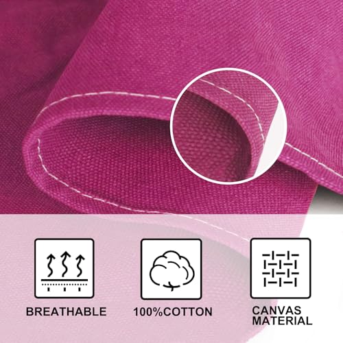 Chef Apron for Men Women Canvas Aprons with 3 Pockets Cross Back Resistant Work Apron for Cooking Grilling Baking BBQ Barber Kitchen (Hot Pink)