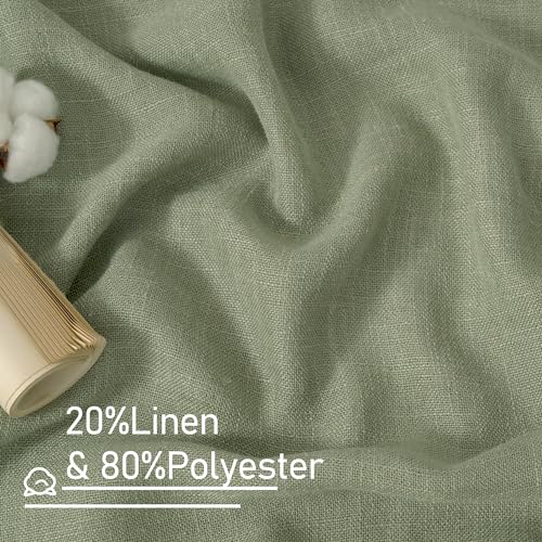 Semi Sheer Linen Curtains 54 Inches Long 2 Panels (52"W x 54"L (Pack of 2) / Sage Green)