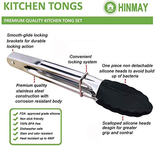 Mini Tongs with Silicone Tips 7 (7-inch / Black)