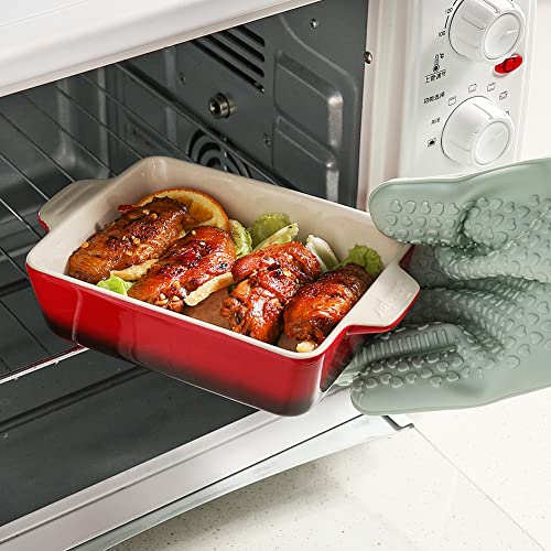 Sweejar Ceramic Baking Dish (Gradient Red / Rectangle 6.5 x 4.9IN)