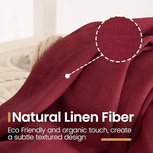 Burgundy Linen Kitchen Curtains for Window Over Sink (Burgundy / 30"W x 36"L (Pack of 2))