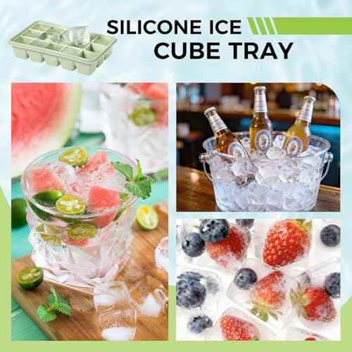 4 Pack Silicone Ice Cube Trays (Green)