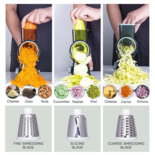 White Rotary Cheese Grater with Suction Base (White)