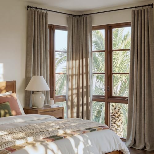 100% Blackout Curtains 84 Inch Long for Bedroom Office (Burlap / 52"W x 84"L (Pack of 2))
