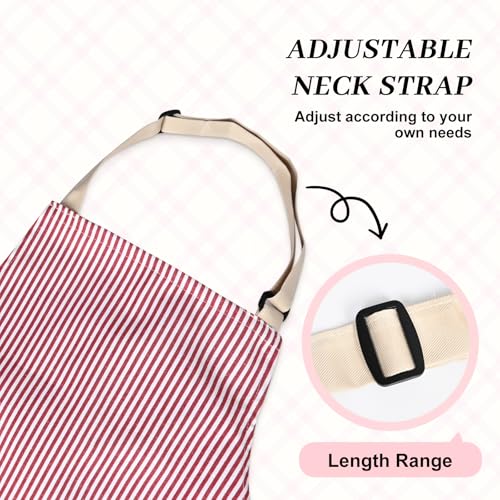 2Pack Adjustable Kitchen Apron for Women Men with 2 Pockets (Pink&pink)