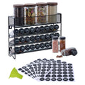 Spice Rack Organizer with 27 Spice Jars with Black Lids (4.7"D x 16.5"W x 12.6"H)
