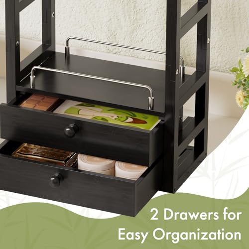 Bamboo Bathroom Counter Organizer (Black)