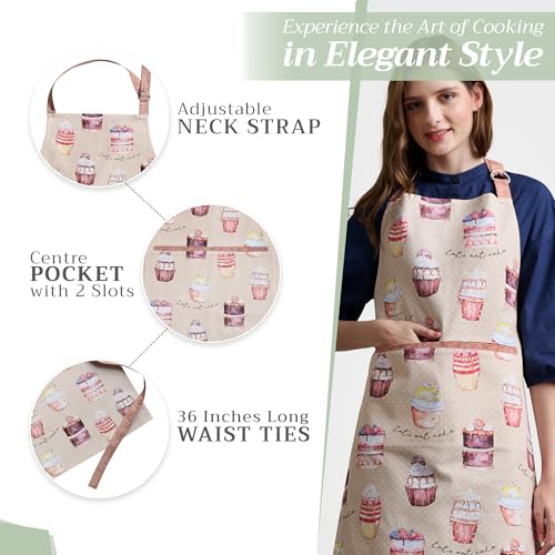 Aprons for women with Pocket 100% Cotton Pack of 1 (098 - Cakes)