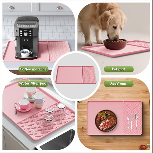 Silicone Coffee Mat with Raised Edges 19" x 12" (Pink / 19" x 12")