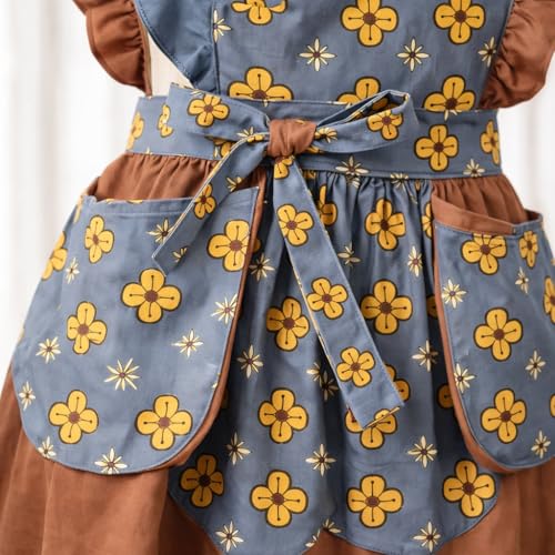 Retro Kitchen Apron for Women with Pockets (Grey)